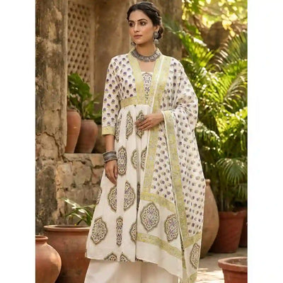 White Jaipuri Block Print Designer Kurti