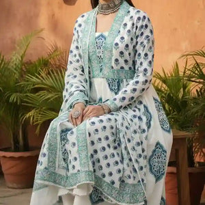 White Jaipuri Block Print Designer Kurti