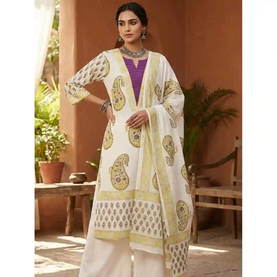 White Jaipuri Block Print Designer Kurti
