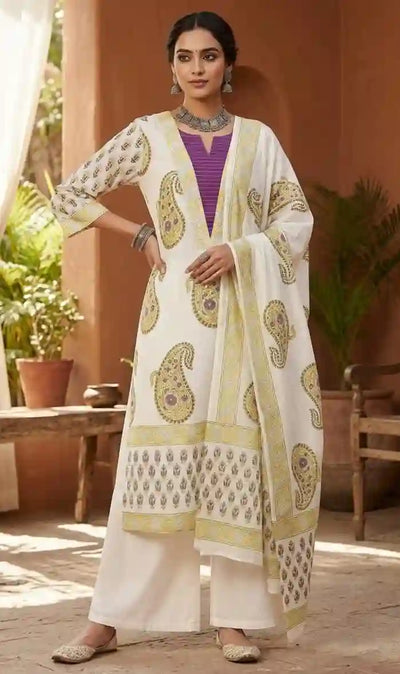 White Jaipuri Block Print Designer Kurti