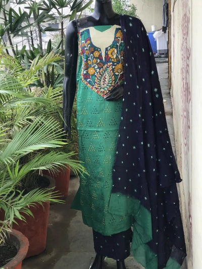 Bandhani Cotton Designer Suit with Pen Kalamkari – alternate view