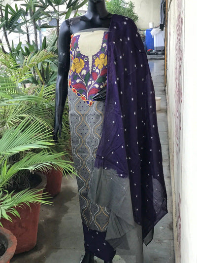 Bandhani Cotton Designer Suit with Pen Kalamkari – alternate view