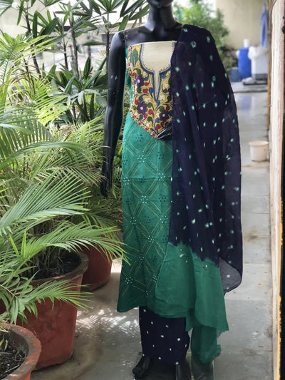 Bandhani Cotton Designer Suit with Pen Kalamkari – alternate view