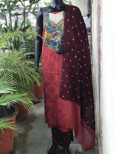 Bandhani Cotton Designer Suit with Pen Kalamkari – alternate view