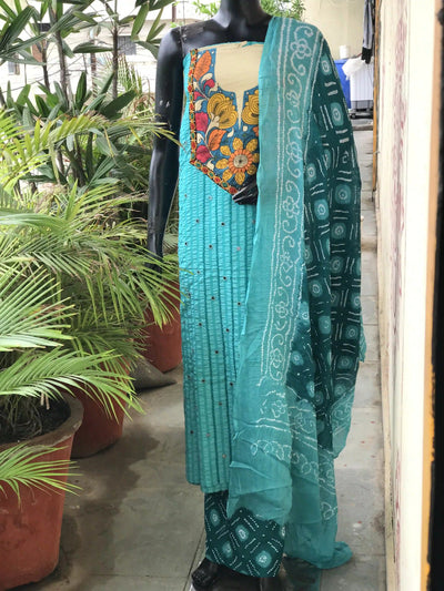 Bandhani Cotton Designer Suit with Pen Kalamkari – alternate view