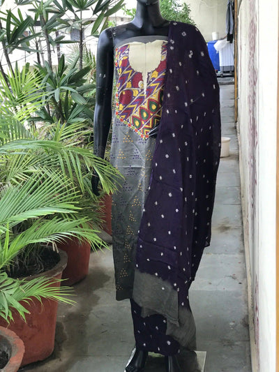 Bandhani Cotton Designer Suit with Pen Kalamkari – alternate view