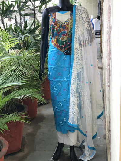 Bandhani Cotton Designer Suit with Pen Kalamkari – alternate view