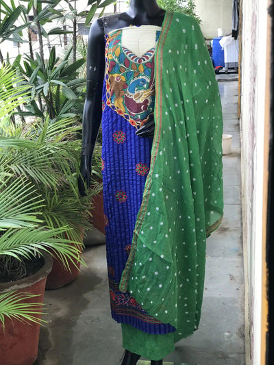 Bandhani Cotton Designer Suit with Pen Kalamkari – alternate view