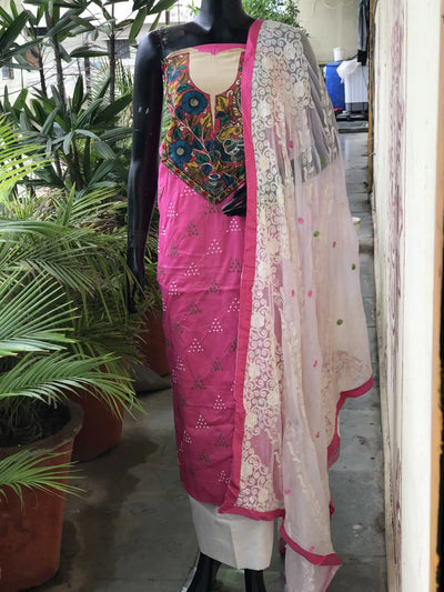Bandhani Cotton Designer Suit with Pen Kalamkari – alternate view