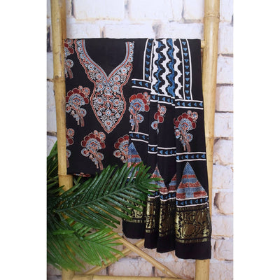 Black Special Ajrakh Modal Silk Two Piece Set with Nakshi Pallu Dupatta