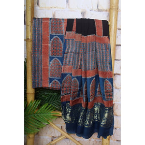 Indigo Special Ajrakh Modal Silk Two Piece Set with Nakshi Pallu Dupatta