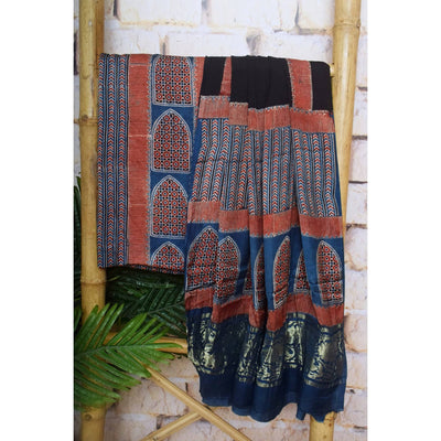 Indigo Special Ajrakh Modal Silk Two Piece Set with Nakshi Pallu Dupatta