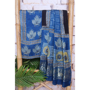 Indigo Special Ajrakh Modal Silk Two Piece Set with Nakshi Pallu Dupatta