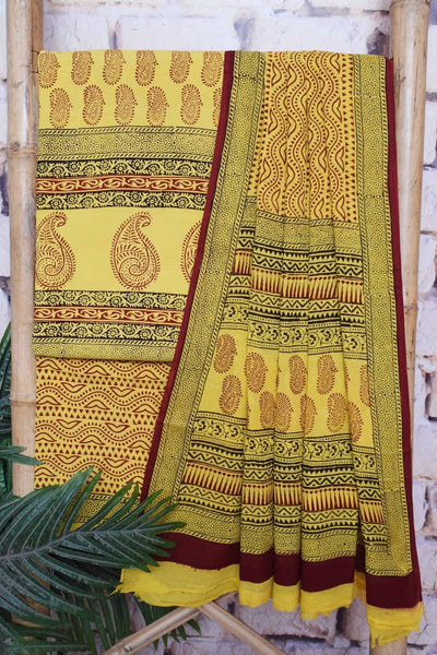 Yellow Bagh Cotton Panelled Suit