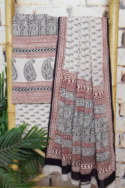 Cream Bagh Cotton Panelled Suit