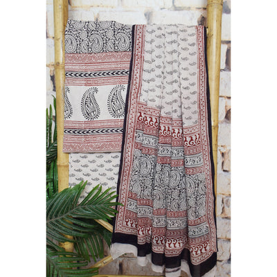 Cream Bagh Cotton Panelled Suit