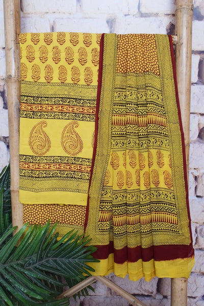 Yellow Bagh Cotton Panelled Suit