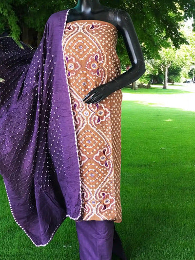 Bandhani Cotton Designer Suit with Embroidery