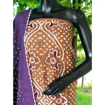 Bandhani Cotton Designer Suit with Embroidery