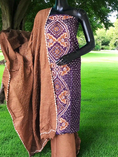 Bandhani Cotton Designer Suit with Embroidery