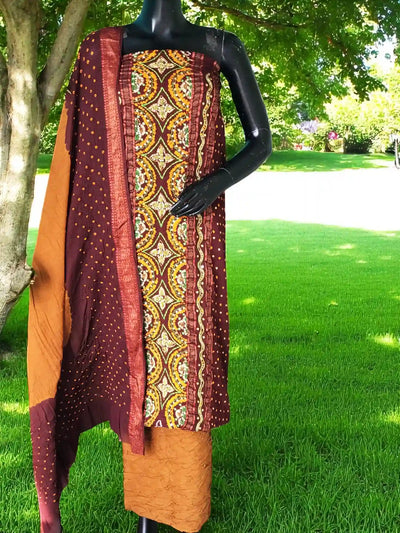 Bandhani Cotton Designer Suit with Embroidery