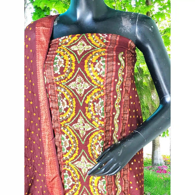 Bandhani Cotton Designer Suit with Embroidery