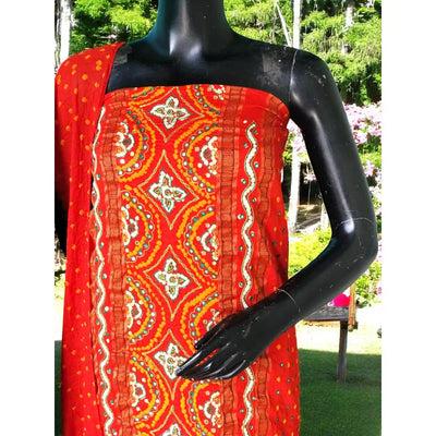 Bandhani Cotton Designer Suit with Embroidery