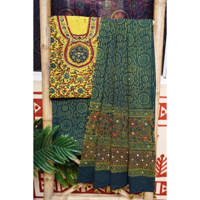 Ajrakh Embroidered Cotton Suit