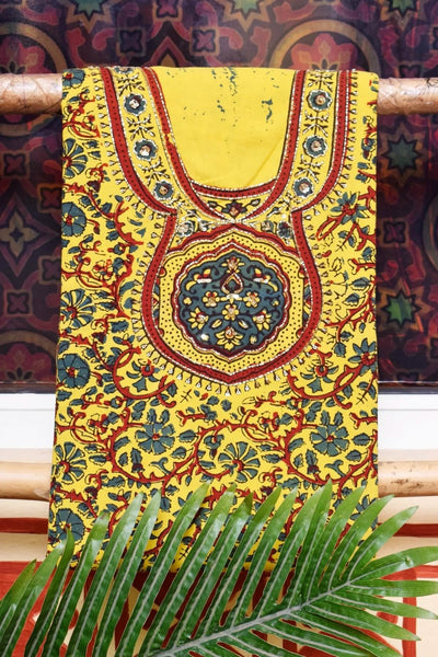 Ajrakh Embroidered Cotton Suit
