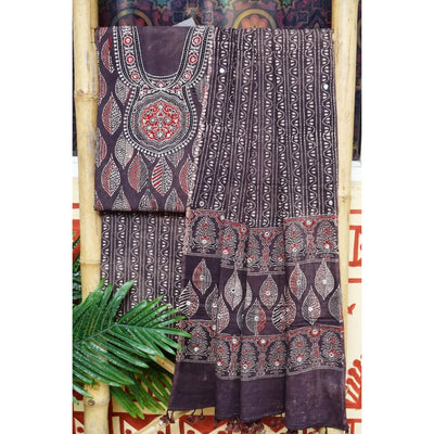 Ajrakh Embroidered Cotton Suit