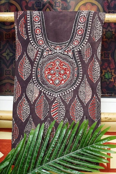 Ajrakh Embroidered Cotton Suit