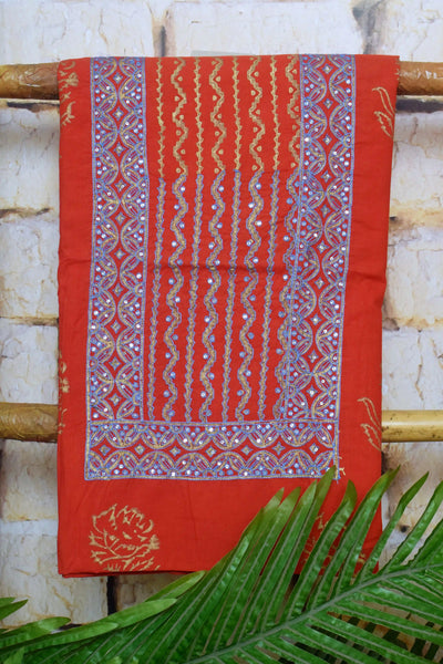 Jaipuri Block Print Suit with Hand Embroidery