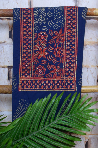 Jaipuri Block Print Suit with Hand Embroidery