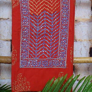 Jaipuri Block Print Suit with Hand Embroidery