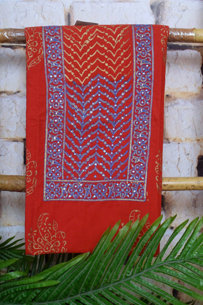 Jaipuri Block Print Suit with Hand Embroidery