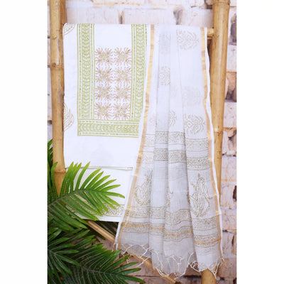 Jaipuri Block Print Suit with Hand Embroidery