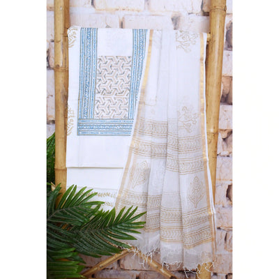 Jaipuri Block Print Suit with Hand Embroidery