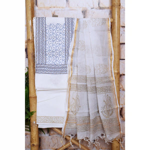 Jaipuri Block Print Suit with Hand Embroidery