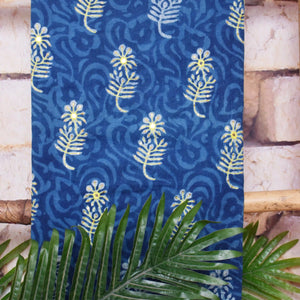 Indigo Dabu Cotton Hand Embroidered Suit