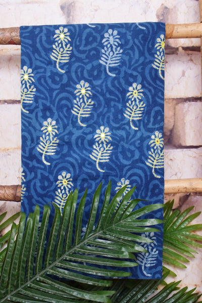 Indigo Dabu Cotton Hand Embroidered Suit