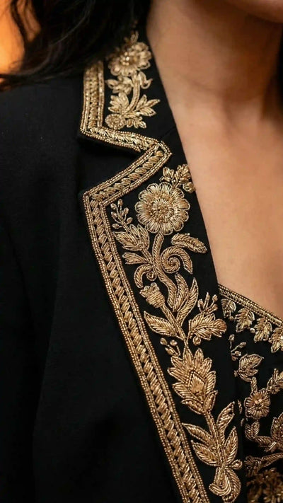 SITARA - Crop Top-Pant and Blazer Set