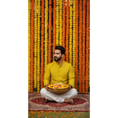 Blue Slub Cotton Men's Kurta - SSEthnics