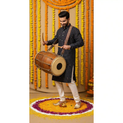 Black Self Woven Cotton Kurta