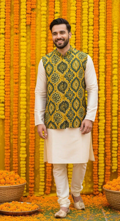 Traditional Indian men’s cotton koti with artisan craft