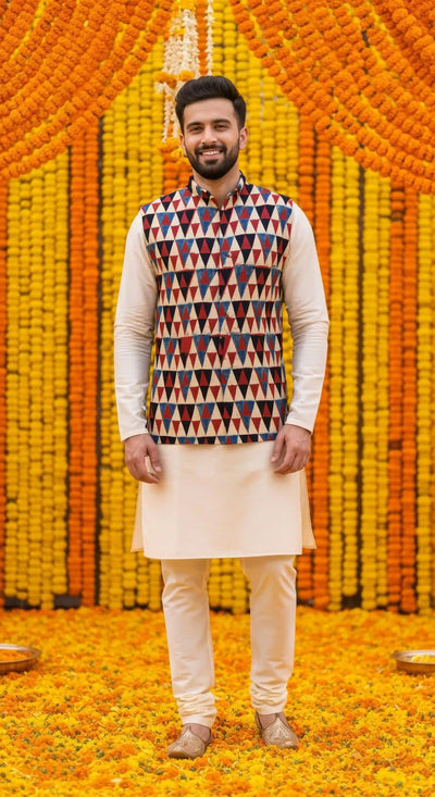 Traditional Indian men’s cotton koti with artisan craft