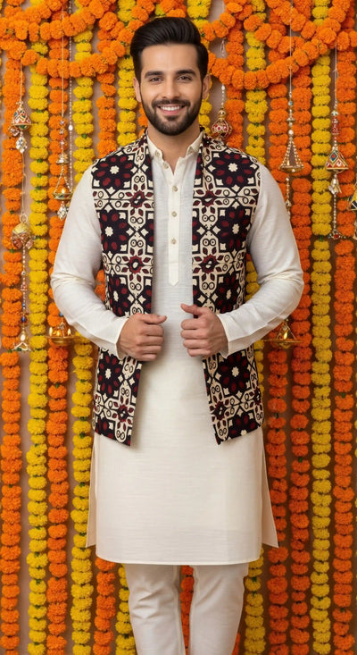 Traditional Indian men’s cotton koti with artisan craft