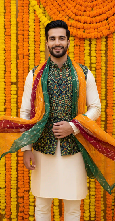 Traditional Indian men’s cotton koti with artisan craft
