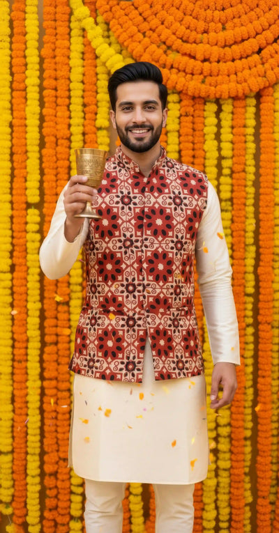 Traditional Indian men’s cotton koti with artisan craft