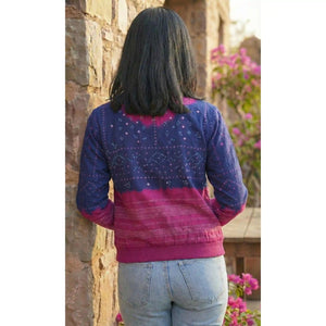 Purple Bandhani Merino Wool Bomber Jacket