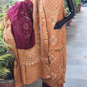 Bandhani Cotton Suit with Kutch Work